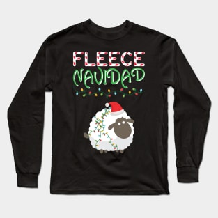 Fleece Navidad Funny Christmas Sheep Long Sleeve T-Shirt